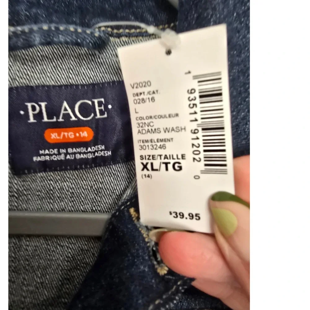 Children's Place Stretch Denim Jacket XL TG Adams‎ Wash Girls Blue Button Front